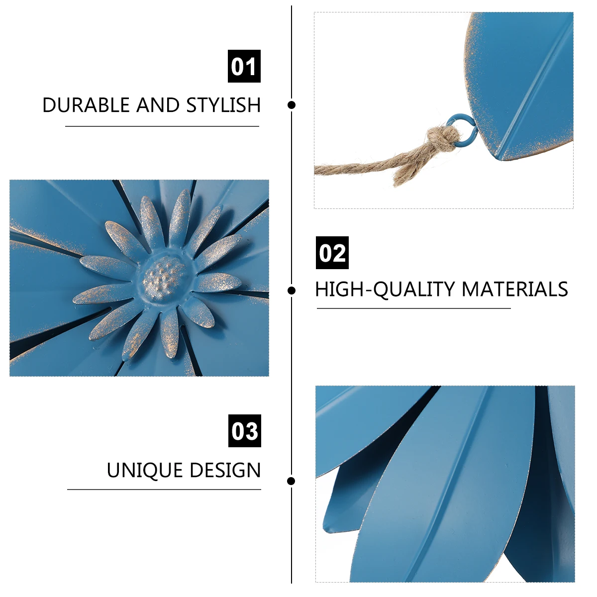 

Stylish Metal Flower Decor 3D Iron Wall Art Hanging Ornament For Home Office Garden Metal Flower Sculpture Wall Hanging Decor