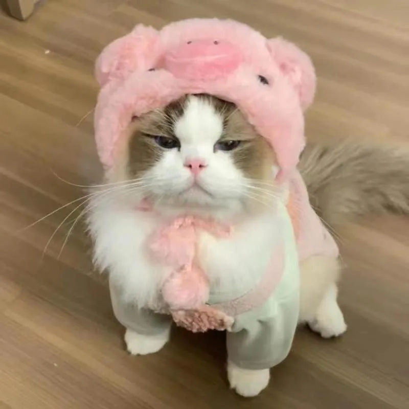 Cute Plush Pet Hat Plain Weave Adjustable Size Cartoon Animal Hat Gift Decoration Crossdressing Hat Cat Head Cover Dog Headwear