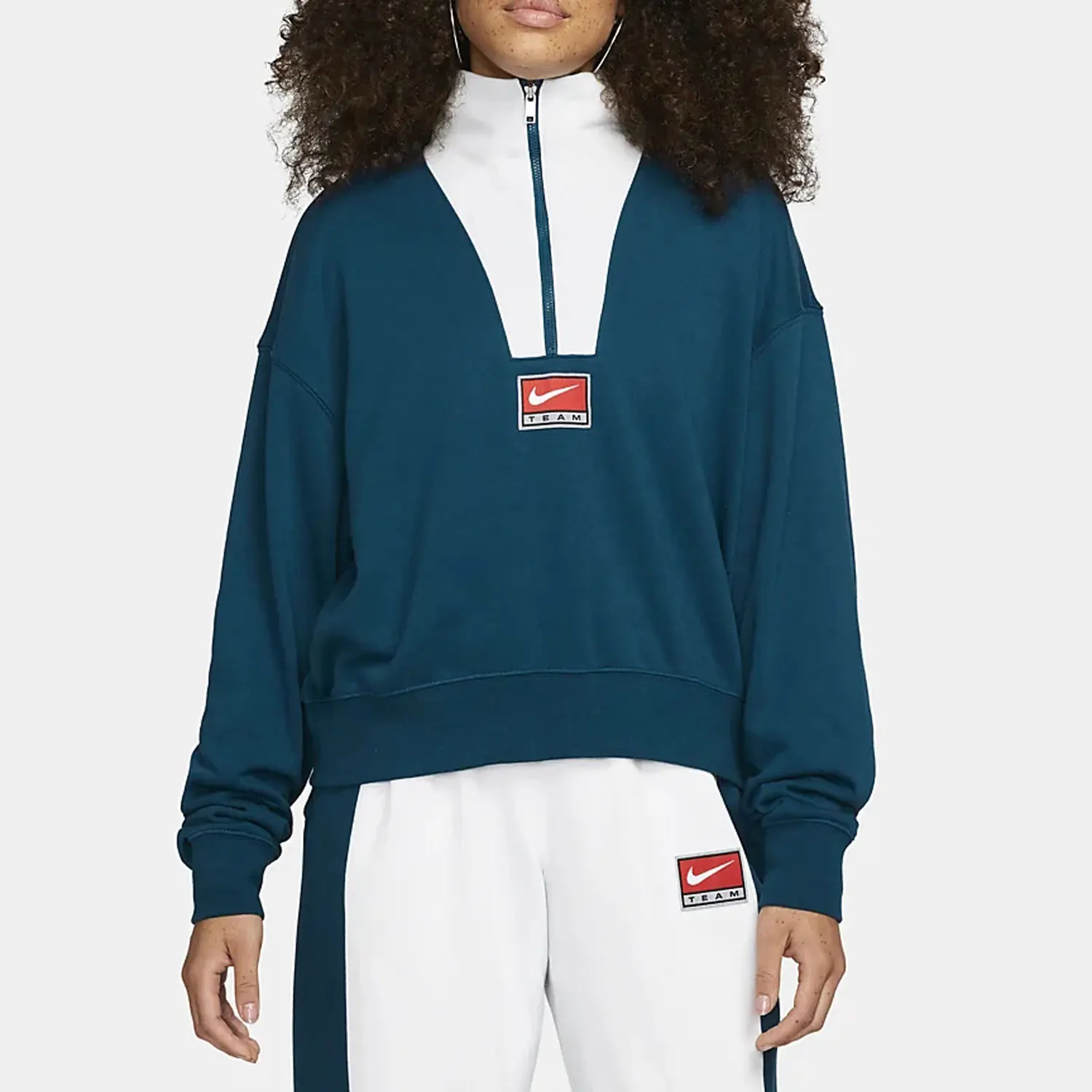 nike-authentic-autumn-winter-new-women's-casual-half-zip-stand-collar-hoodie-dq6944-460