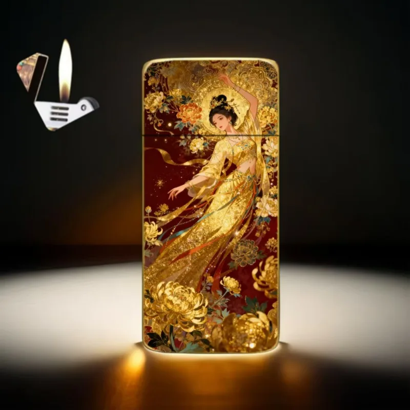 2026 New Metal Ultra-thin Inflatable Lighter with Personalized Mythical Animal Enamel Craftsmanship, High-end and Exquisite Gift