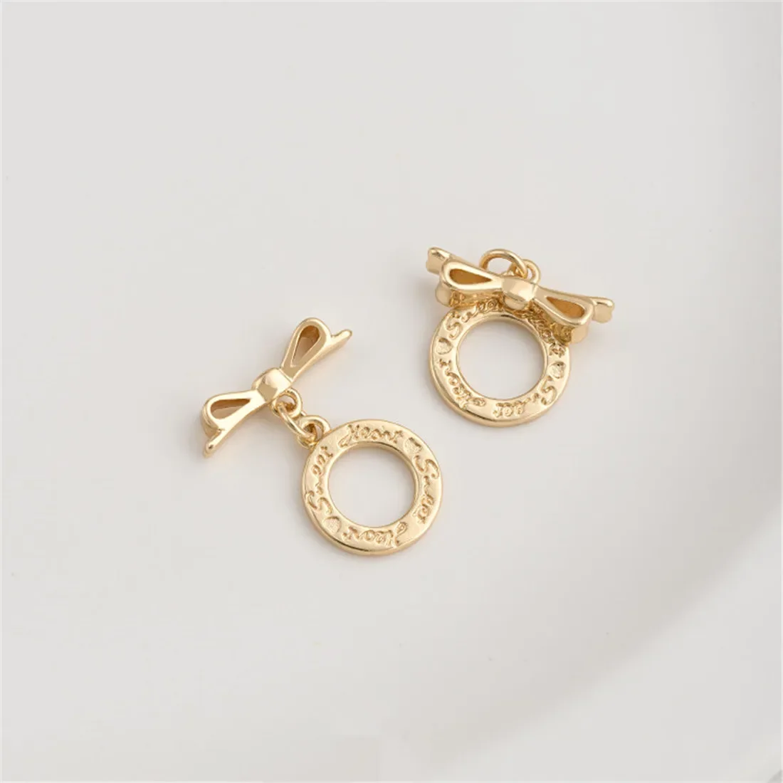 

14K Gold-Color English Ring Bow Stick OT Clasp Handmade Diy Bracelet Necklace Connection Closure Clasp Accessories B897