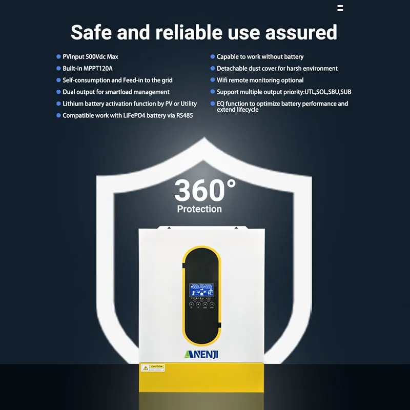 6200W 48V Hybrid Solar Inverter inversor solar híbrido 220V Off grid/On Grid MPPT Dual Output Pure sine wave for panel solar