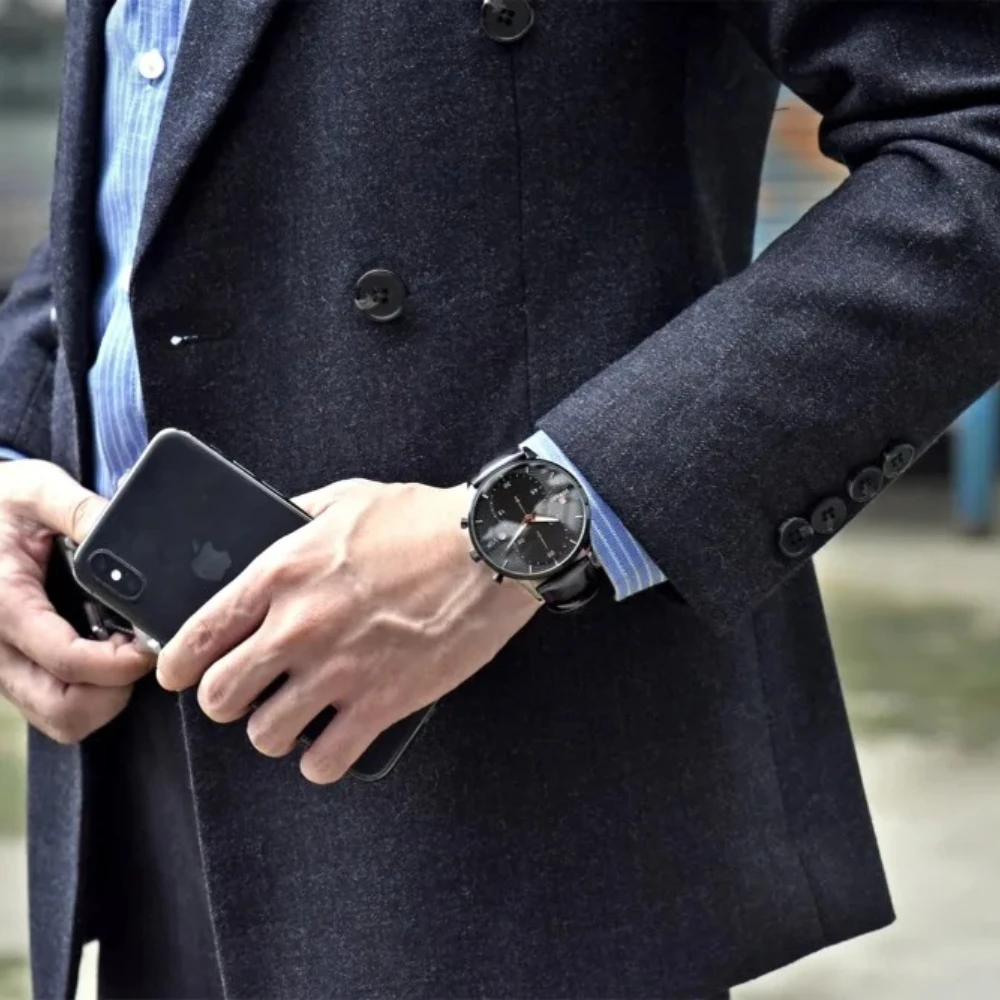 RICOMPENSA 83003M Orologio di lusso in pelle al quarzo Calendario impermeabile Cronografo Orologi luminosi per uomo Reloj Hombre Montres Hommes