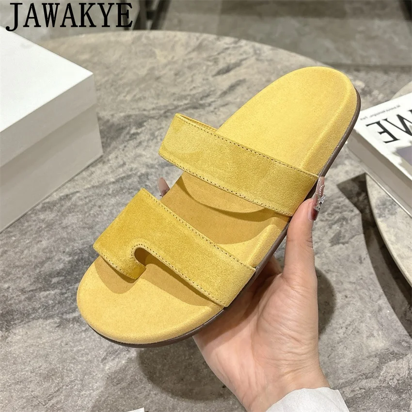 

Замшевые шлепанцы с круглым носком, лоферы, тапочки на плоской подошве, женские разноцветные повседневные удобные тапочки в стиле панк, летняя модная обувь-мер