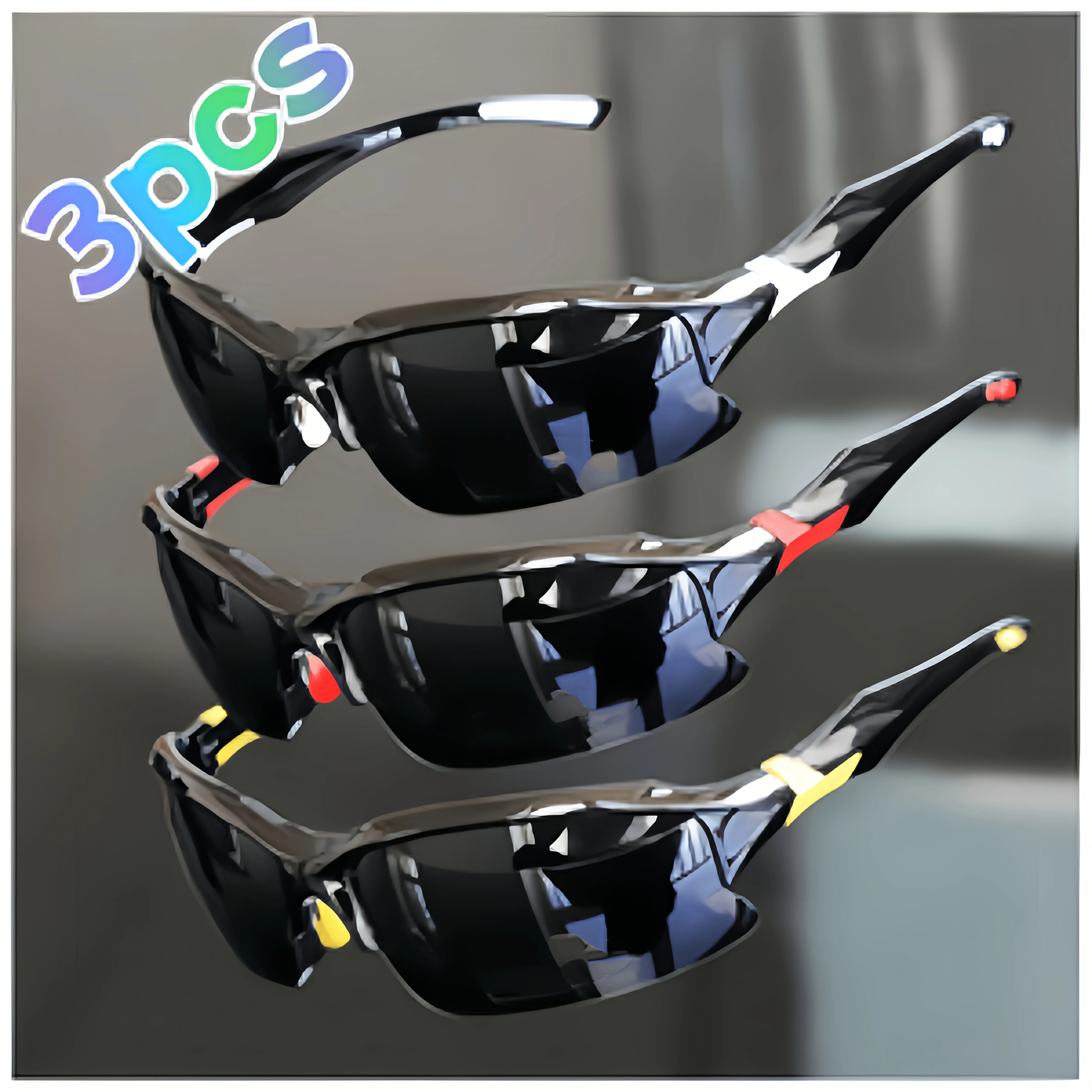 3 pares de gafas de sol unisex, adecuadas para deportes de ocio al aire libre, ciclismo, correr, pescar, conducir, golf, gafas de sol