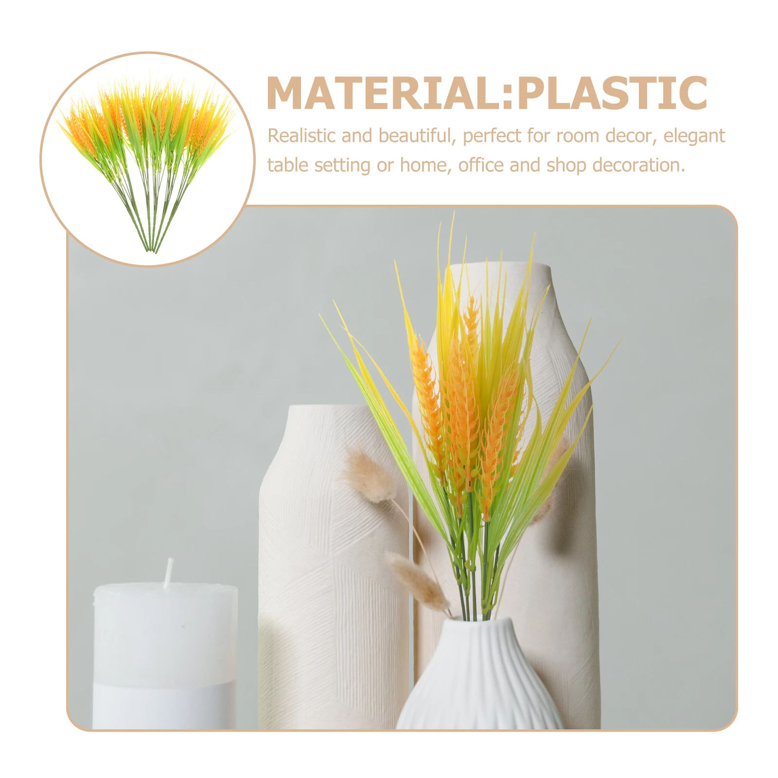 6 قطعة أذن القمح البلاستيكية الحرفية الاصطناعية ديكور طبيعي سيقان القمح للمنزل الجدول مكتب غرفة ديكور ترتيب الخريف #1