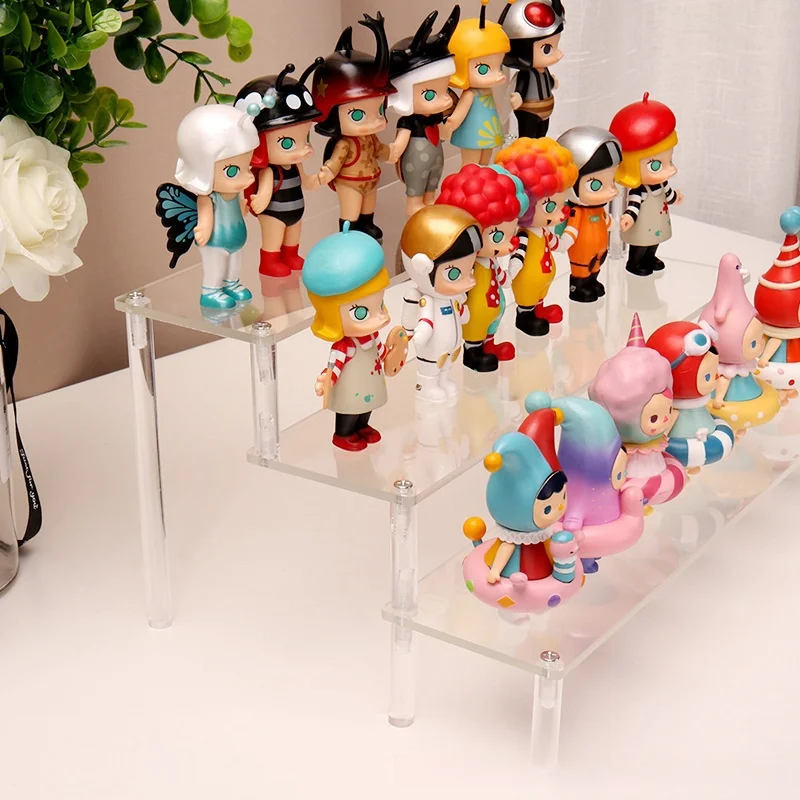 뜨거운 아크릴 사다리 선반 3 층 4 층 장난감 애니메이션 자동차 모델 블라인드 박스 팝 마트 디스플레이 스탠드 아이 장난감 선물