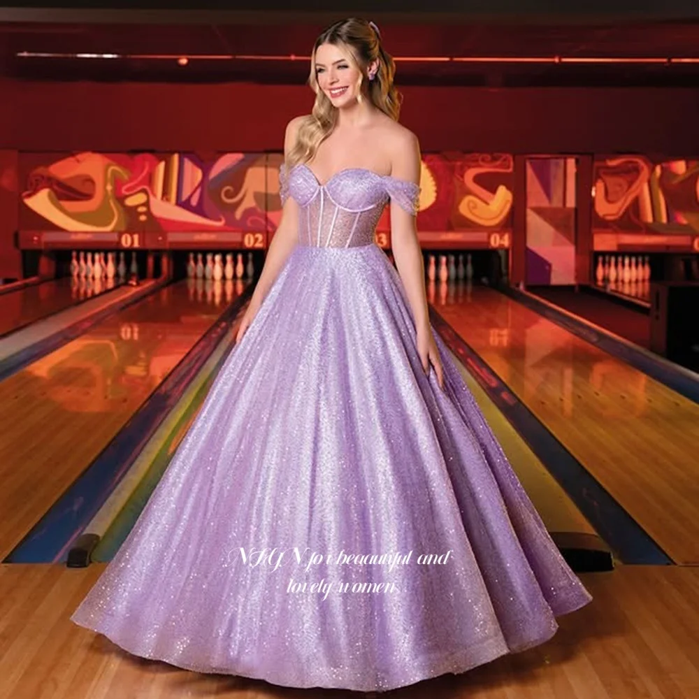 

NFYN Glitter Party Dress Off Shoulder Prom Dress Sequined Evening Dress Celebrity Dress مناسبة رسميةCustomized