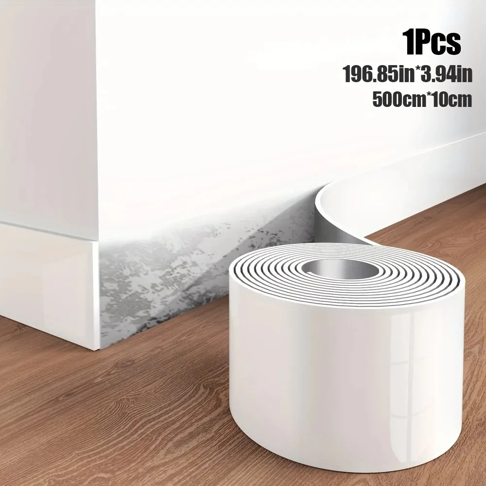 Tiras de borde de 5m x 10cm, pegatinas de pared para líneas de pies, rodapié autoadhesivo, cintura, alféizar de ventana, marcos de puerta, envoltura de bordes, 1 ud.