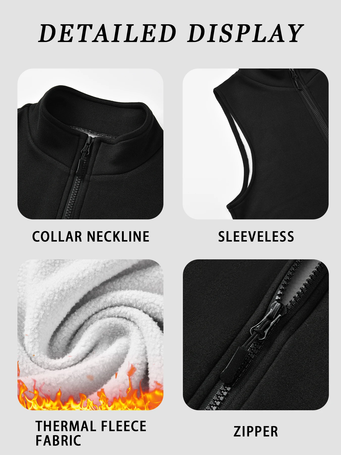 Fleece-Weste für Damen, dick, weich, mit Stehkragen, Reißverschluss, lässige Weste für den täglichen Gebrauch im Winter. – Detail 4