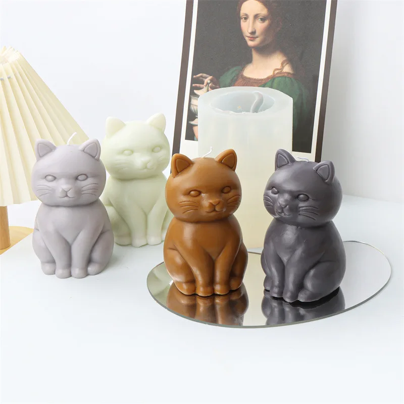 Cute Shorthair Candle Silicone Mold for Handmade Chocolate Decoration Gypsum Aromatherapy Soap Resin Candle Silicone Mould