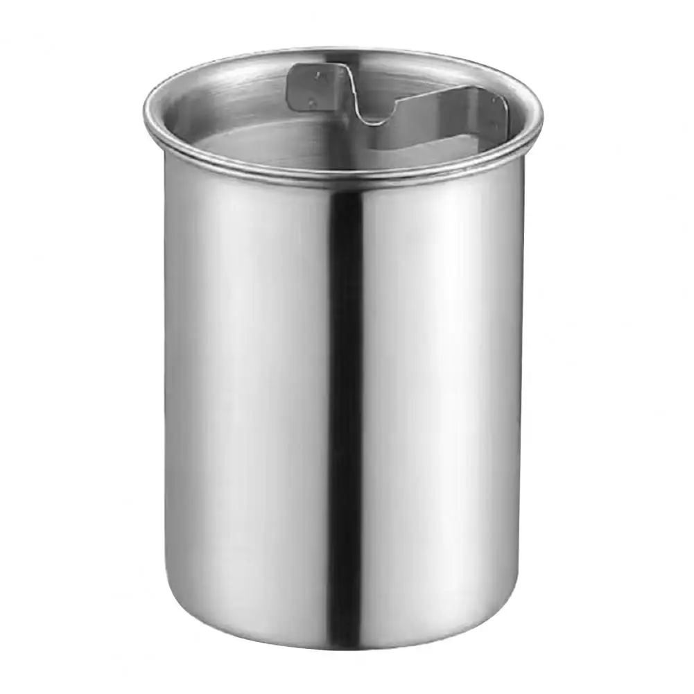 Stainless Steel Ashtray with Windproof Funnel-shape Lid Clip Large Capacity Heavy Duty Metal Desktop Ash Storage Holder