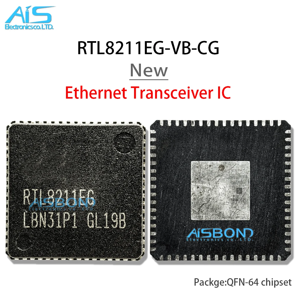 2Pcs/Lot New RTL8211EG RTL8211EG-VB-CG QFN-64 Ethernet Transceiver IC