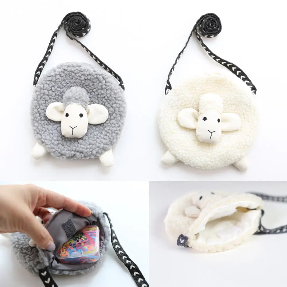 Leuke Schapen Vorm Crossbody Bag Mini Portemonnee Portemonnee Kawaii Crossbody Tassen Voor Peuter Meisjes Pluche Zachte Zoete Portemonnees Voor kids