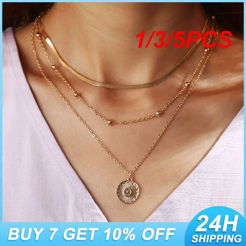 1/3/5PCS Jewelry Accessories Multilayer Lotus Pendant Not Easy To Fade Cross Lotus Virgin Collar Necklace Yoga Lotus Pendant