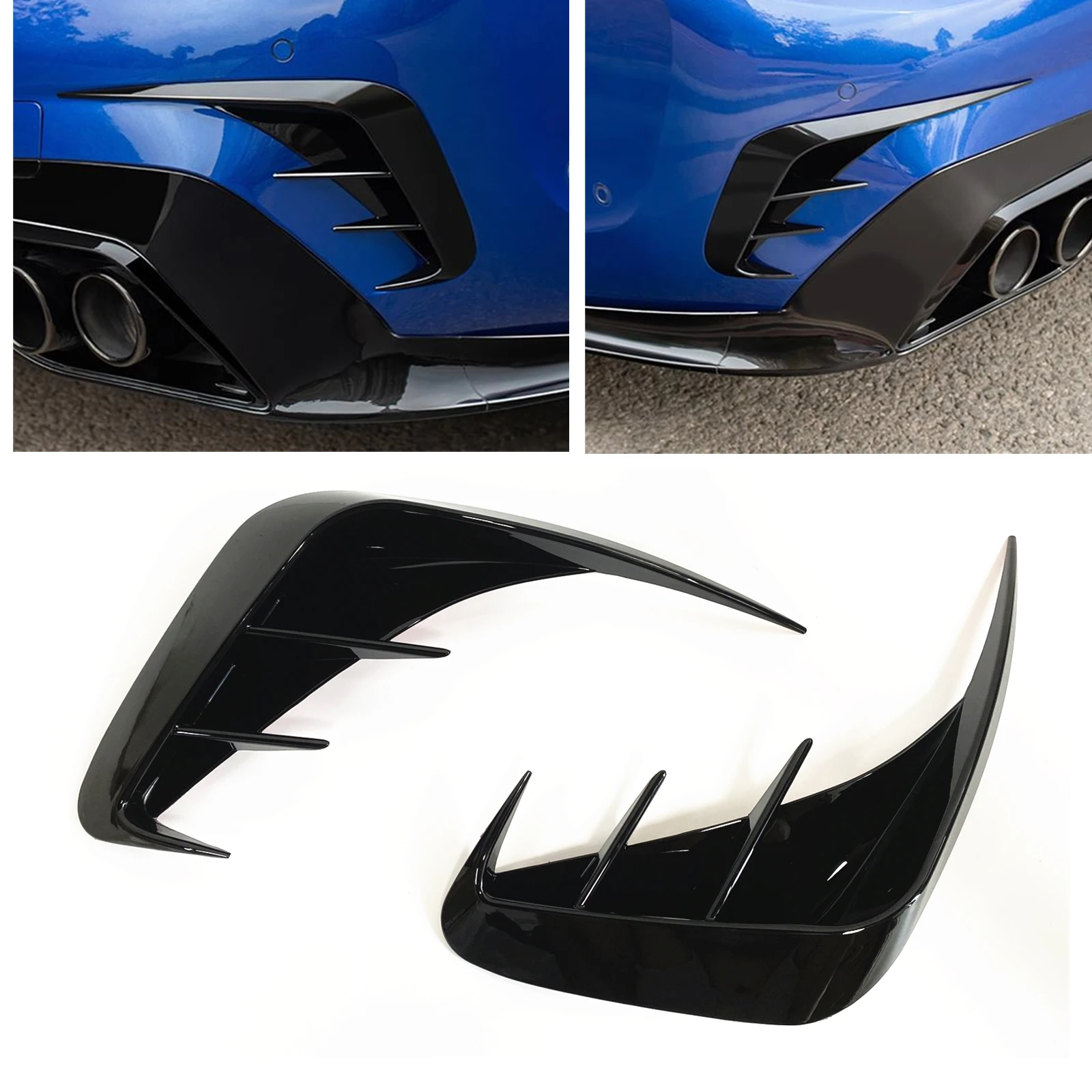 

For BMW 3 Series G20 M Sport 320I 325I 330I 2020-2022 Rear Bumper Side Air Vent Trim Spoiler Gloss Black Boot Splitter Cover Kit