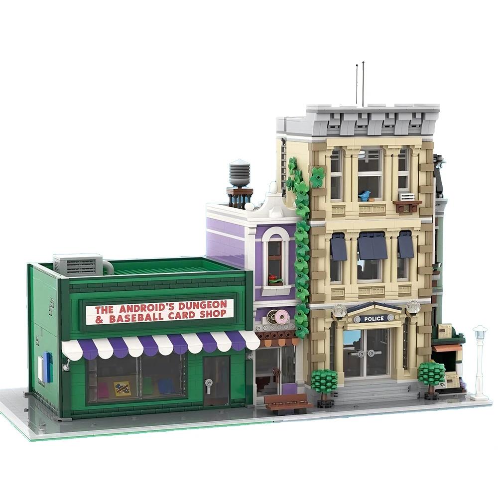 1229PCS MOC Building Modular Robot Dungeon with Baseball Card Store Street View Collection Building Blocks DIY Assembly Toy Gift
