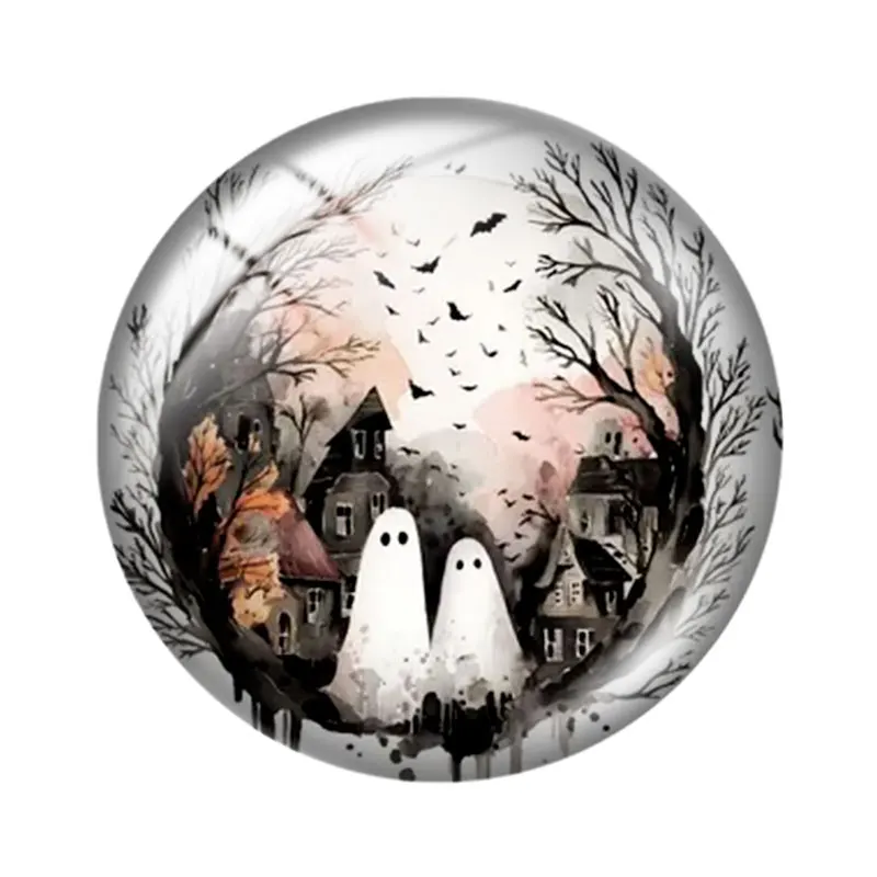 Haunted Halloween Clipart 12/18/20/25mm glass cabochon  bracelet pendant rings for jewelry demo earrings back Making findings