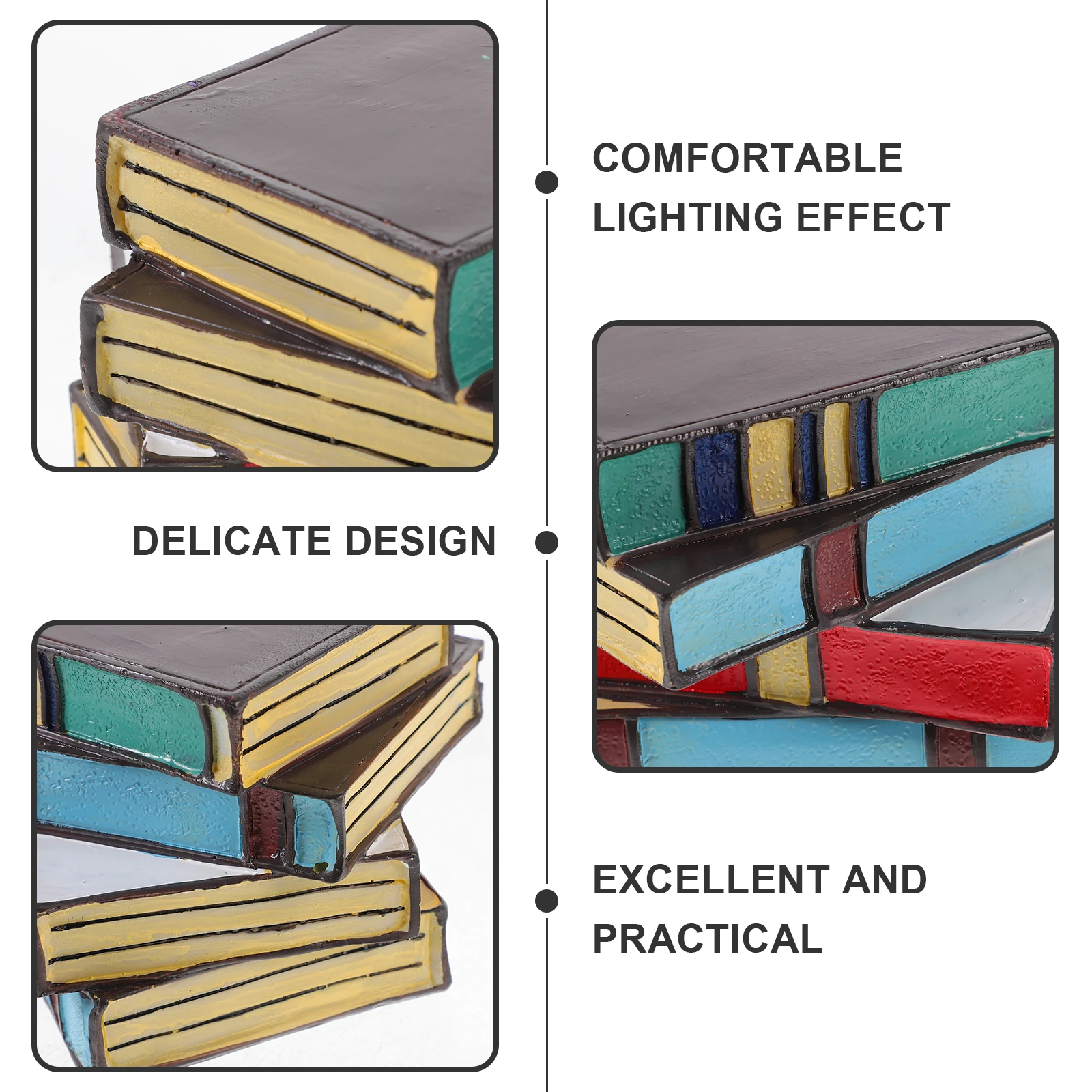 

Colorful Stacked Books Table Lamp Bedroom Decorative Desk Light Bedside Lamp For Living Room Durable Layered Glass Design