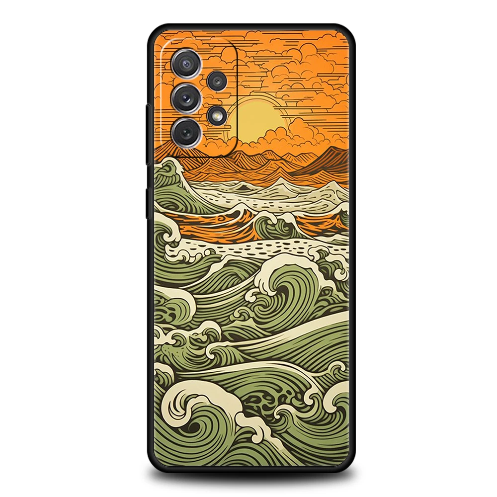 Sea Waves Phone Case for Samsung Galaxy A55 A35 A15 A14 A25 A54 A51 A71 A72 A73 A32 A52 A52S A41 5G Silicone Shell Fundas Capas