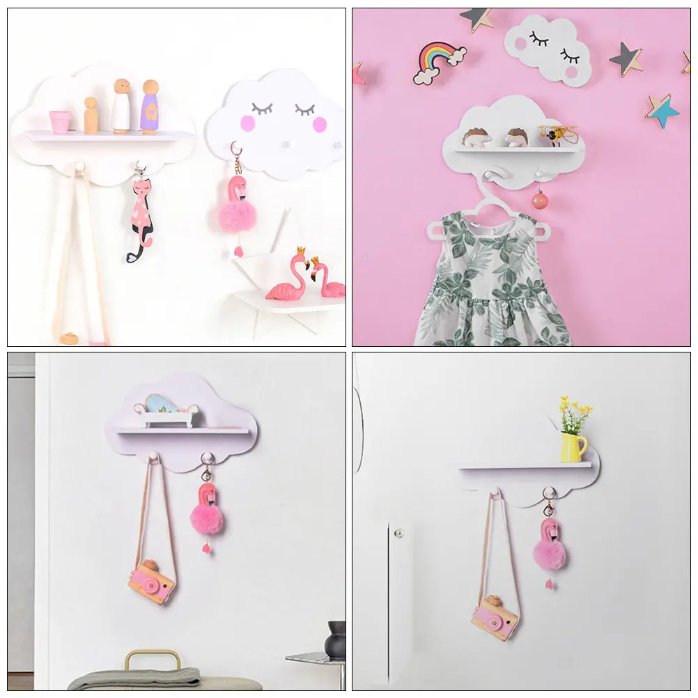 Cloud Shape Punch Free Porch Storage Rack Hooks Wall Hanging Organizer Coat Hooks Storage Shelf Rack Home Decor Sundries Holder