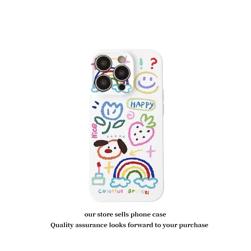 Etui na telefon IPHONE 17 16ProMax 15 14 13 12 11 PRO Plus XR XS z motywem tęczowego pędzla graffiti, akrylowe i TPU, dwuwarstwowe, magnetyczne.