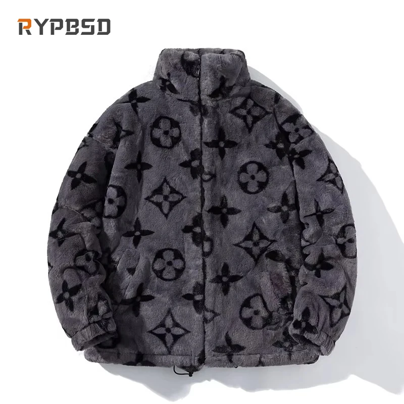 Winter Puffer Jacket Men 2024 Luxury Korean Fashion Print Warm Oversized Lambswool Panda Parka Jacket for Men Streetwear Coat