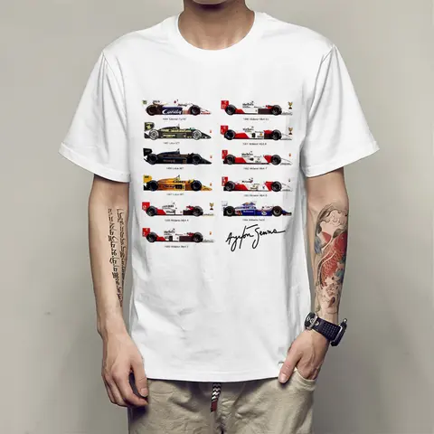 2025 Ayrton Senna McLaren colección de coches deportivos de carreras F1 carrera Ayrton Senna camiseta coche cuello redondo de manga corta camisetas de verano