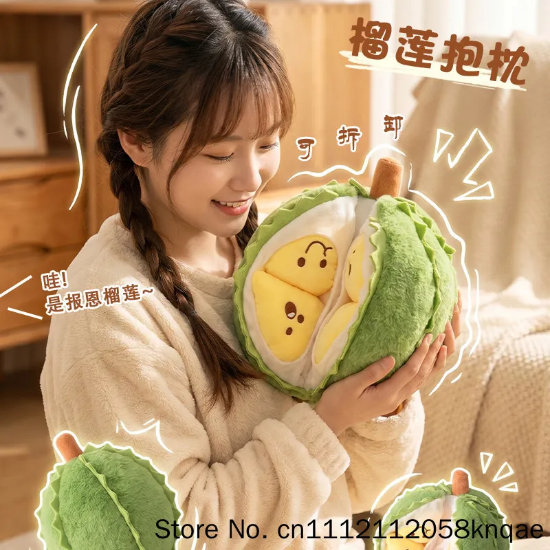 

Durian Plush Toy Detachable Decompression Plush Doll Creative Holiday Gift Soft Stuffed Fruit Home Decor Unique Gift For Women