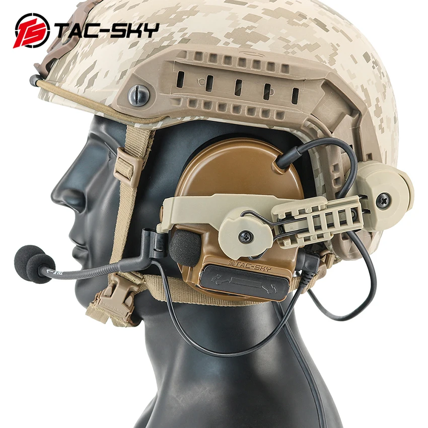 TS TAC-SKY protección auditiva electrónica Walkie Talkie PTT auriculares COMTA III ARC Rail soporte versión para caza tiro