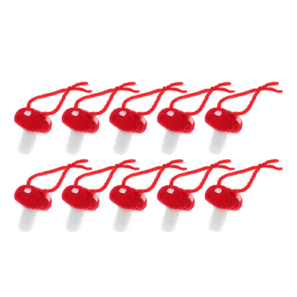 

10pcs Wool Felt Hair Accessories 6 5cm x 3cm Red Mushroom Ornaments for DIY Crafts Garland Headdress Decorations Child Art