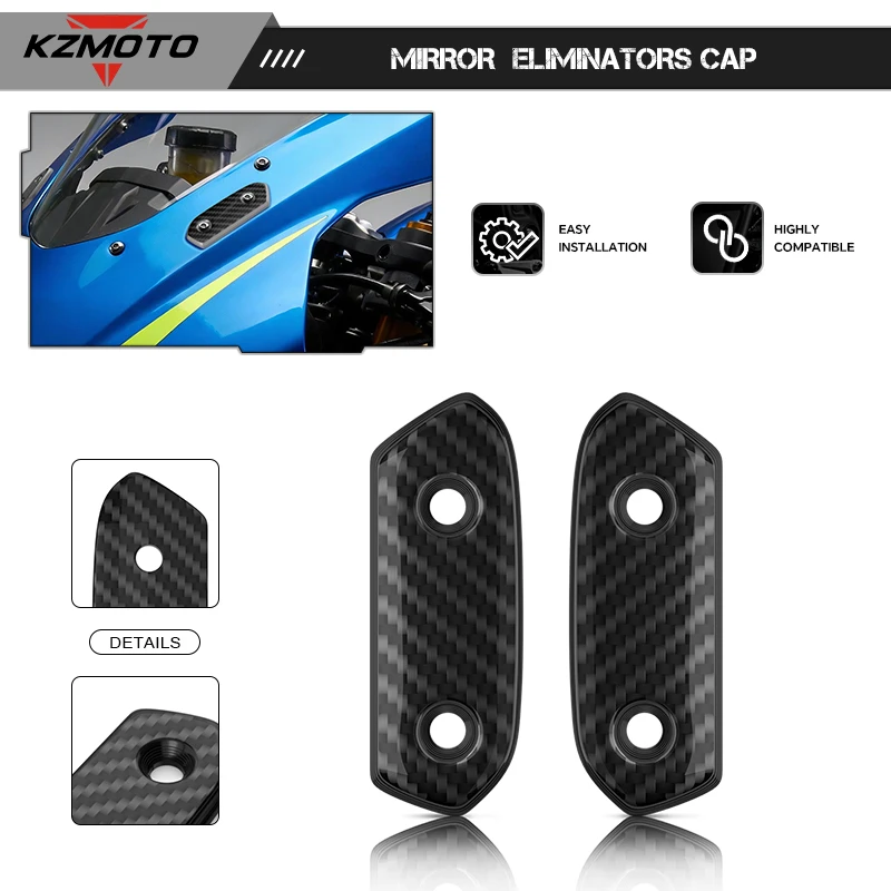 

Для мотоциклов GSXR1000 GSXR1000R 2017-2026: Защитные накладки на отверстия под зеркала из карбона, крышки для зеркал на ветровое стекло GSXR1000