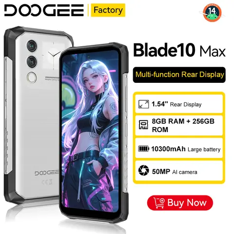 DOOGEE Blade 10 Max Smartphon 4G 6.56" 90Hz Display Unisoc T606 Octa Core Mobile Phone 20GB(8+12)+256GB 50MP 10300mAh Android 14