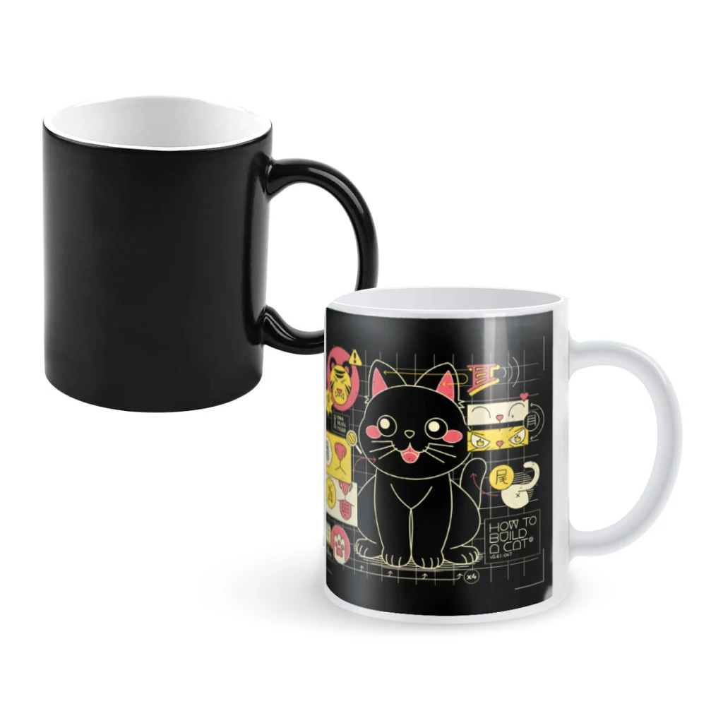 

Japanese Cat GraphCoffee Mugs And Mug Creative Color Change Tea Cup Ceramic Milk Cups Novelty Gifts