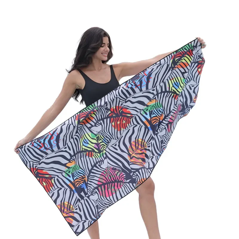 

Magnet car chair cover towel bath towel two-in-one water absorption quick-drying microfiber leopard print beach chair cover