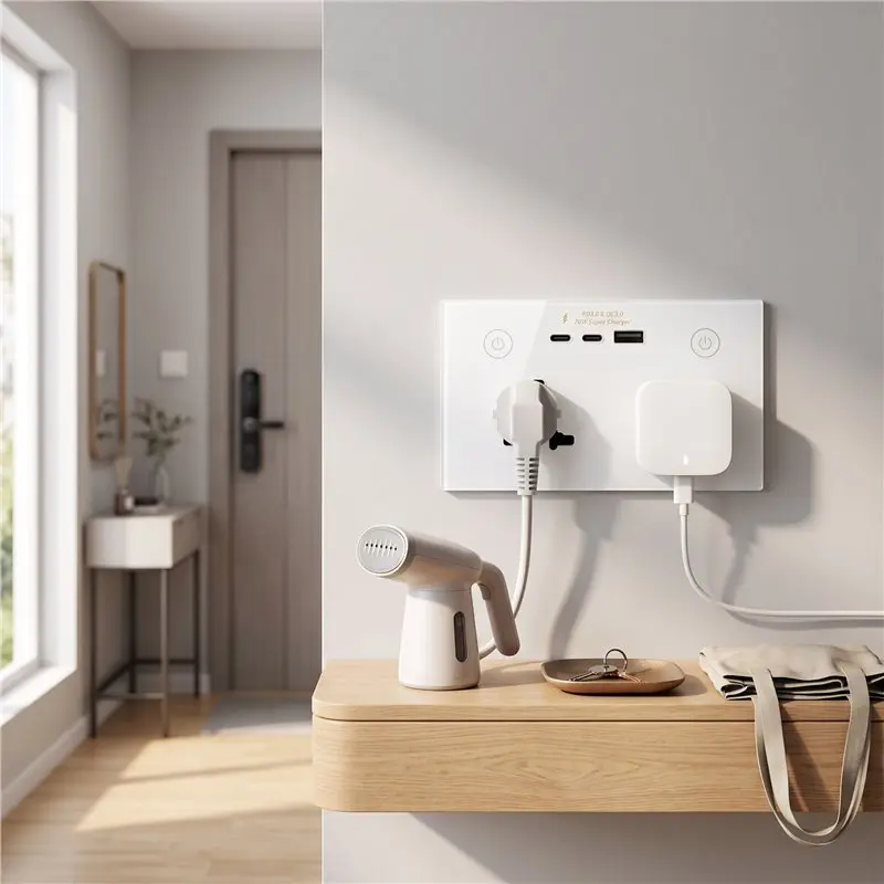 AB42-Smart Home Wifi Wall Socket Panel International Double Universal Outlet USB Touch 70W QC/PD3.0