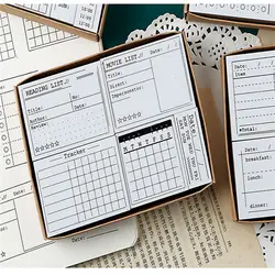 Wooden Journal Stamps Set DIY Decoration Scrapbooking Monthly Schedule Daily Plan Basic Function Stationery To Do List