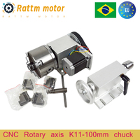 CNC 4th Fourth axis A aixs Rotary axis 3 jaw Chuck K11-100mm + 65mm MT2 Tailstock for Mini CNC router Lathe Machine