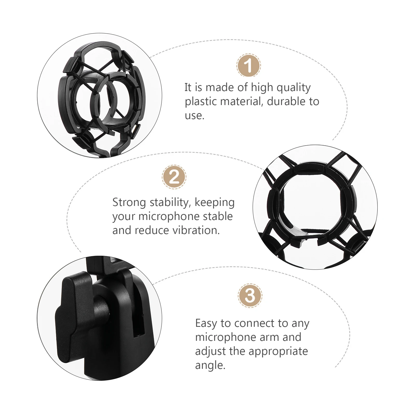 

Plastic Shockmount Mic Holder Universal Suspension Mount for Condenser Condenser Mic Isolation Noise Reduction