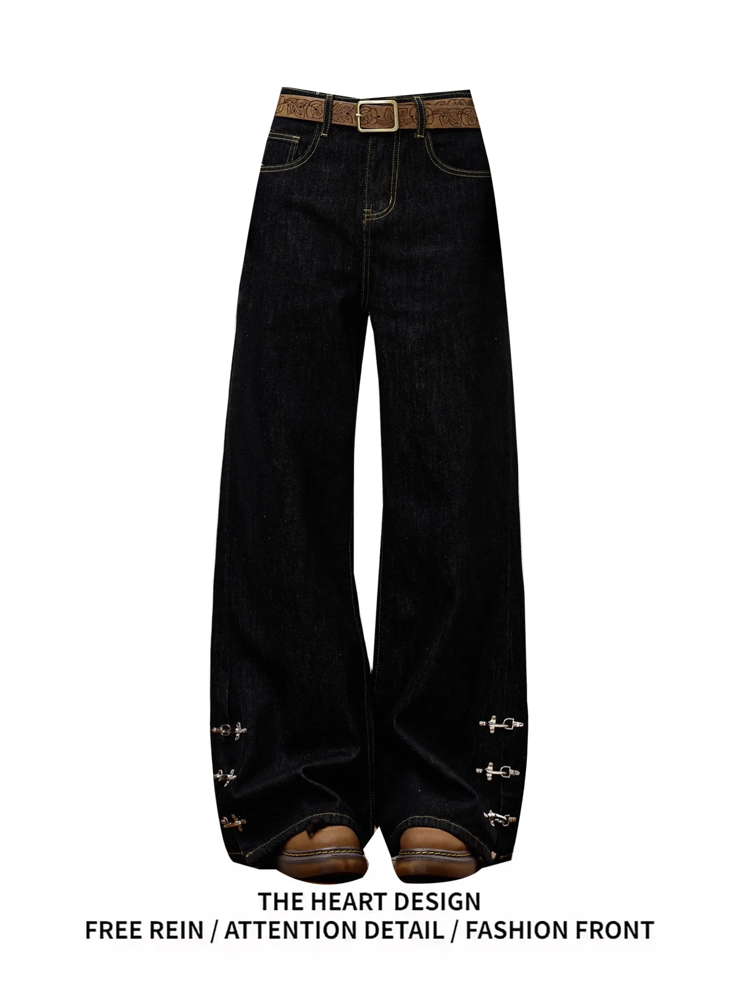 Retro American Sle Women's Loose Wide Leg Jeans High Waist Button Fly Original Denim Pants Autumn Winter New Faion