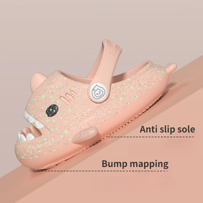 Summer Luminous Shark Slippers Women Men Thick Soles Couple Slipper Children Flip Flops Anti-slip Flat Shoes Christmas Gift