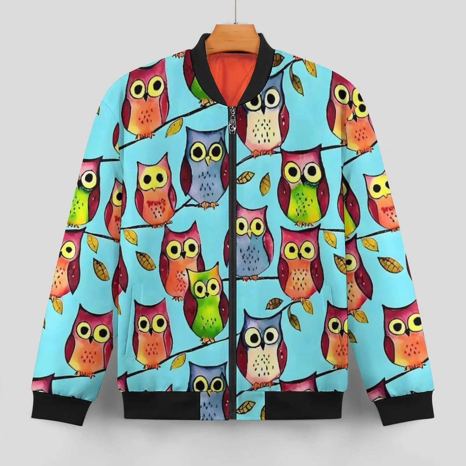 Bold Owl Jackets Male Vibrant Animal Autumn Coats Vintage Hooded Casual Windbreakers Design Loose Jacket Big Size