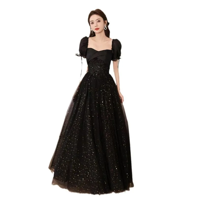 French Evening Dress for Women 2026 Black High-end, Niche Graduation Ceremony, Coming of Age, Dinner Dress, Customized for Women