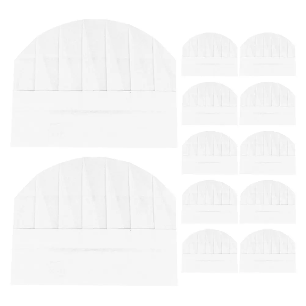 12개입 셰프 모자 종이 가벼운 일회용 요리 모자 주방 작업복용 심플 통기성 작은 캡