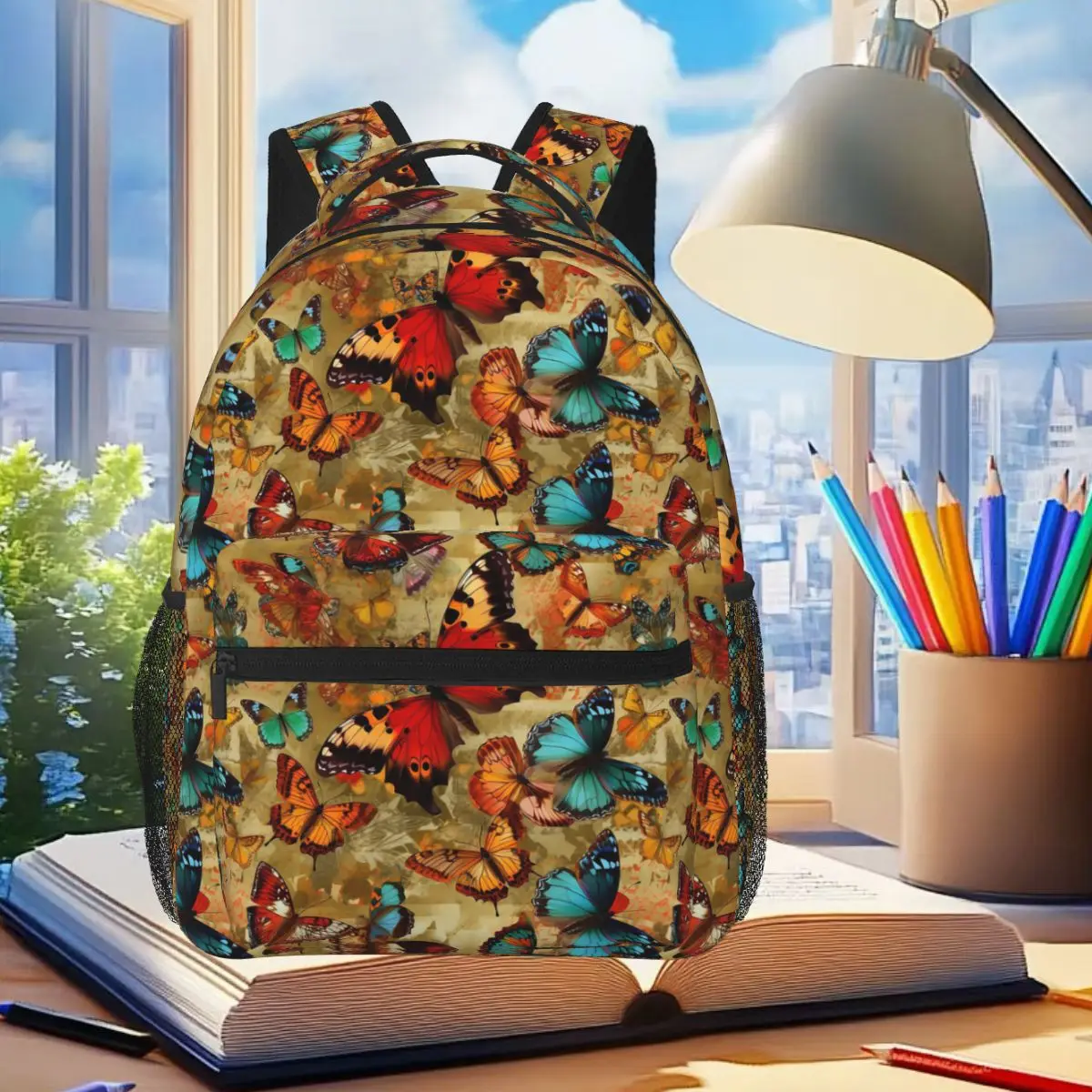 

Embrace The Beauty Of Bold Colors With Butterfly Student Backpack School Bag Travel Daypack for Men Women Bookbag Shoulder Bags
