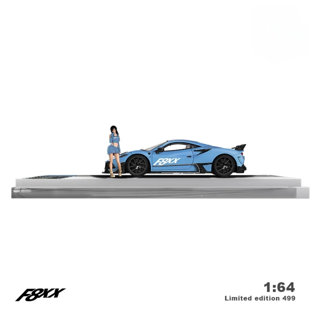 タイムマイクロ/AM 1:64 F8XX-ベビーブルー金属カメレオ塗装合金車モデルモデルカーコレクション & ディスプレイ & ギフト