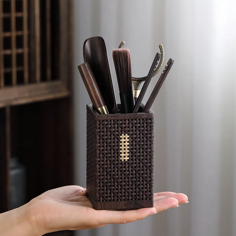 

Ebony Solid Wood Tea Ceremony Six Items Set High-End Tea Making Teaware Accessories Tea Clamp Tea Knife Spoon Tools Tea Diffuser