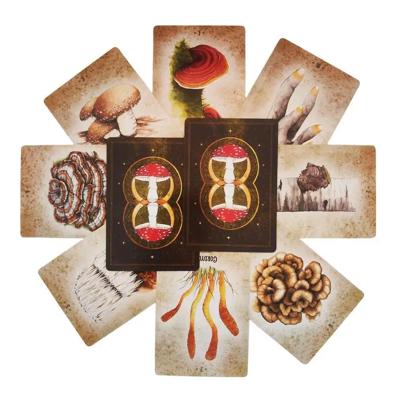 Mushroom Spirit Oracle Cards 36pcs Fate Divination Tarot Cards English Version Tarot Decks Party Fortune Telling Board Games