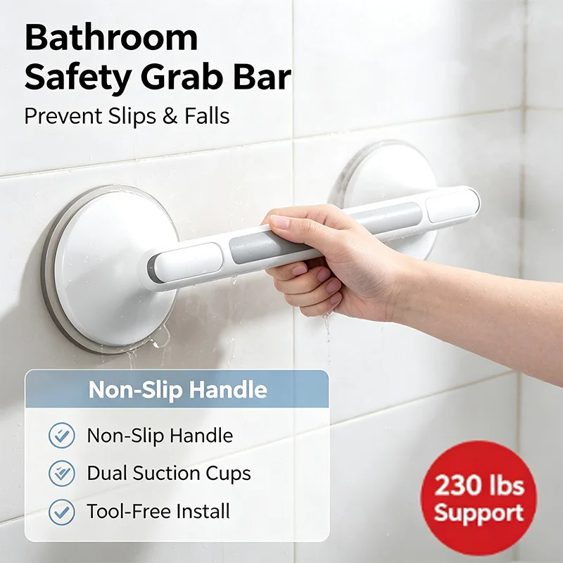 Showers Grab Bars Free Punch Bathroom Handle Anti Slip Safety Suction Cups Bathtub Grab Bar For Elderly Children Support