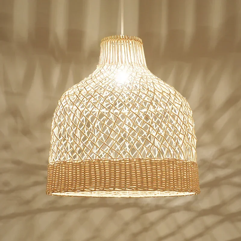 Japan Style Rattan Net Hanging Lamp Chinese Style Handmade Rattan Lustre Living Room Restaurant Dining Room Suspension Luminaire